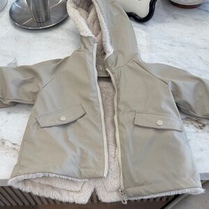 Zara Kids Light Tan Hooded Raincoat